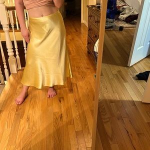 Golden shimmer satin skirt